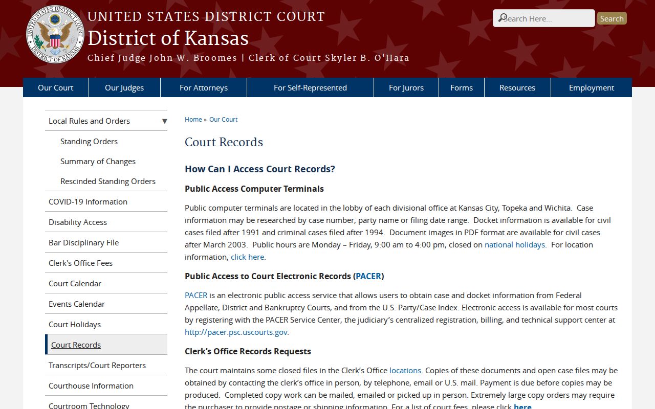 Burdett court docket federal records source