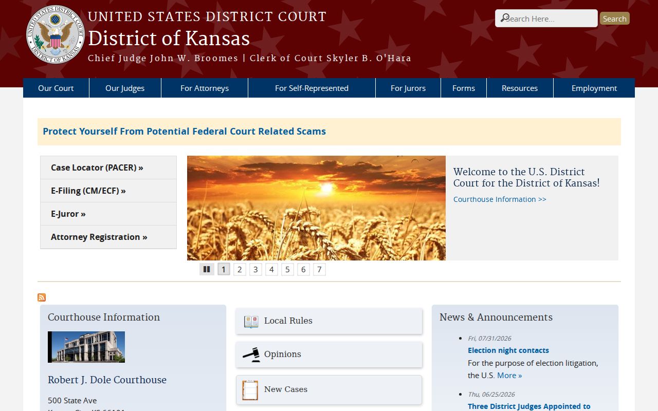 Pawnee County court calendar federal court source