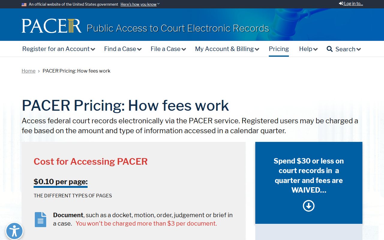 Garfield court docket PACER access source