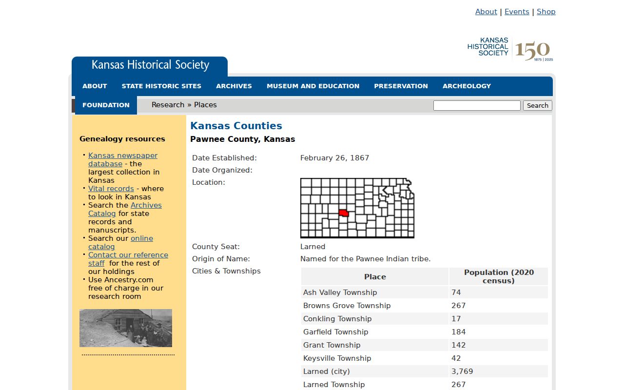 Larned court docket county history source